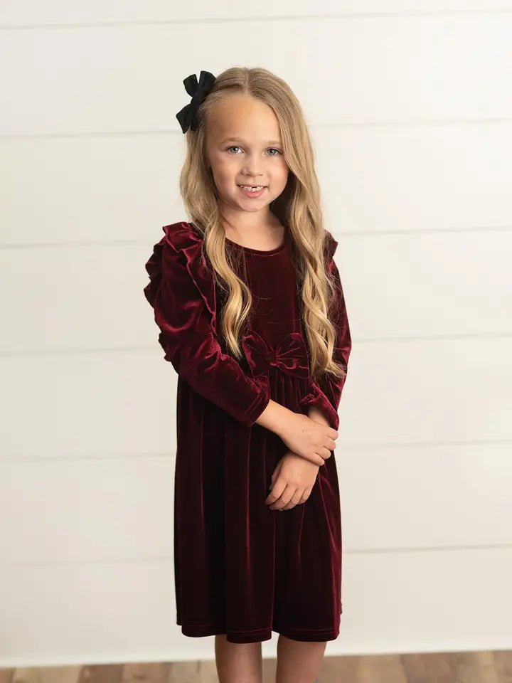 Holiday Ruffle Bow Party Dress - Deadwood South Boutique & Company LLC