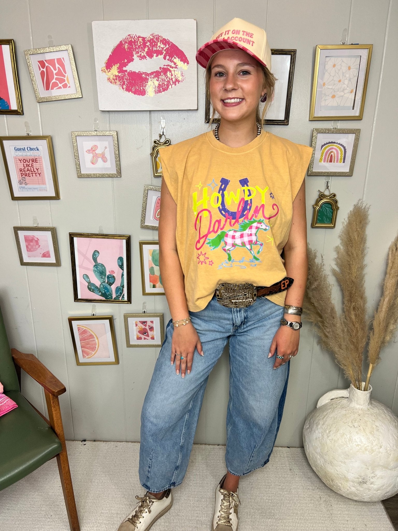 Howdy Darlin Graphic Muscle Tank - Deadwood South Boutique & Company LLC