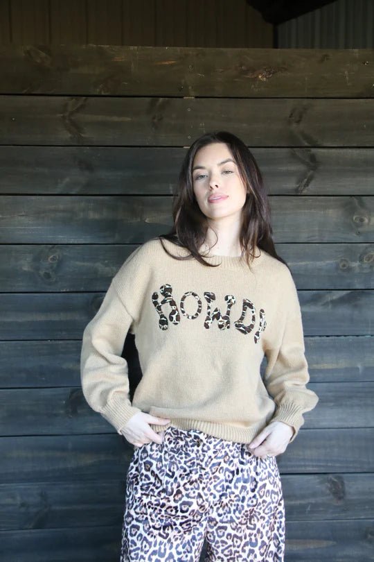 Howdy Leopard Sweater - Deadwood South Boutique & Company LLC