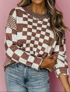 Hydie Checkered Loose Fit Sweater - Deadwood South Boutique & Company LLC