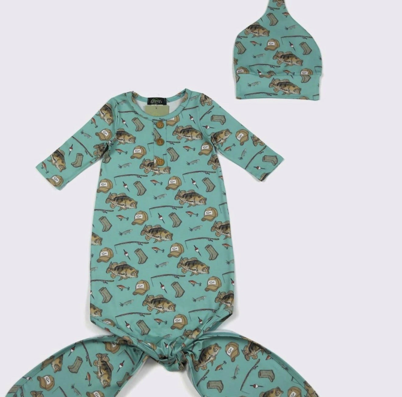 Knotted Baby Gowns w/cap - Deadwood South Boutique & Company LLC