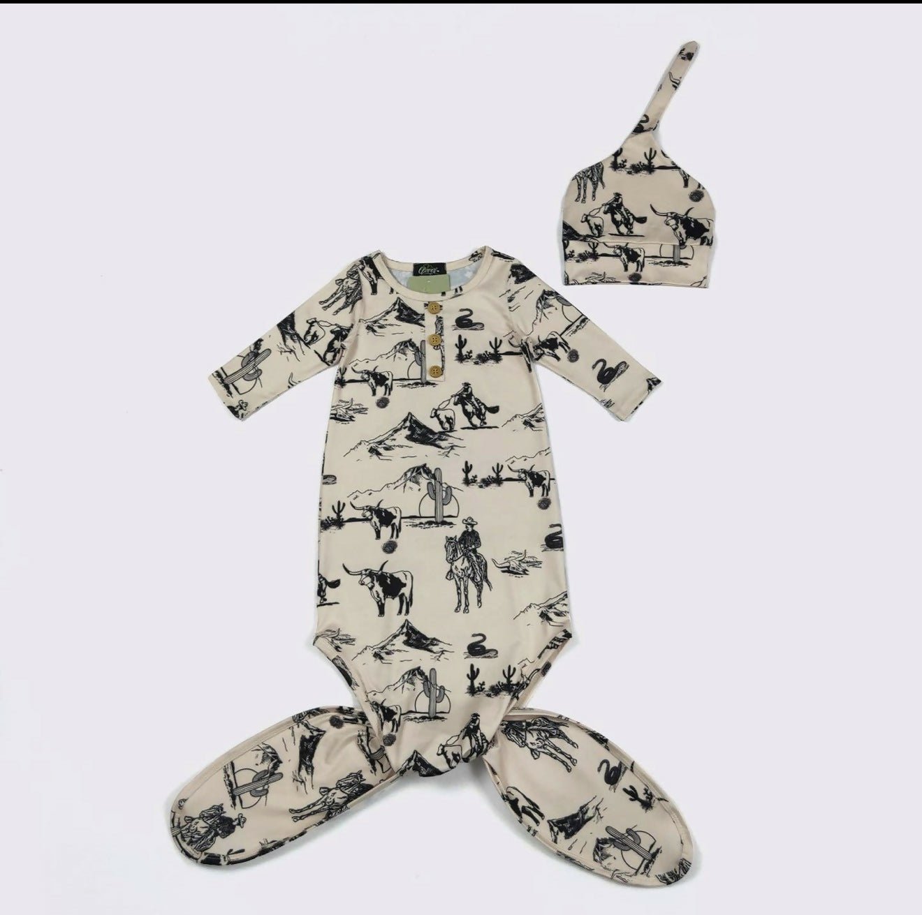 Knotted Baby Gowns w/cap - Deadwood South Boutique & Company LLC
