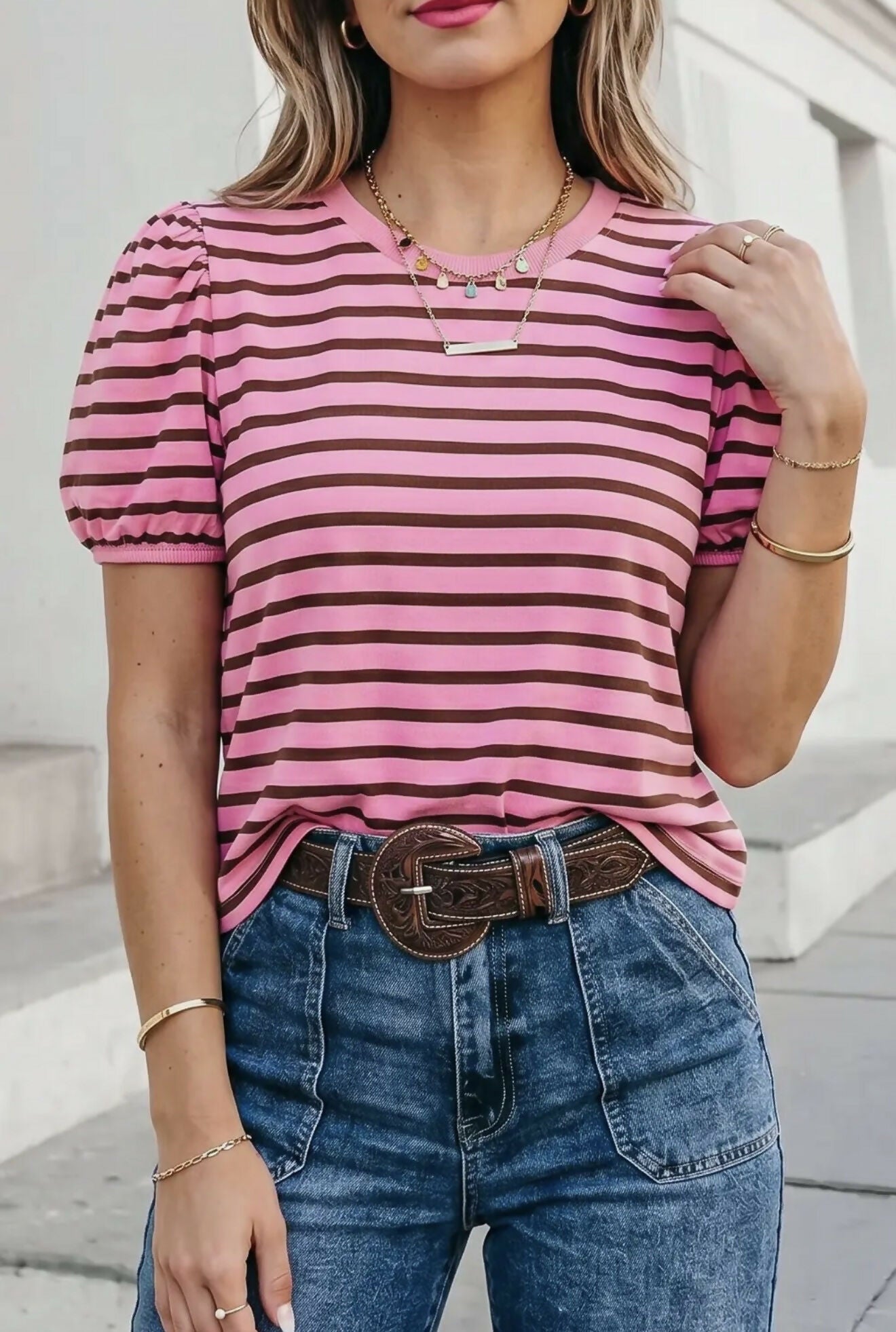 Lacie Striped Blouse - Deadwood South Boutique & Company LLC