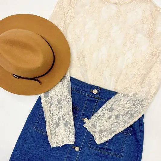 Landry Lace Mesh Longsleeve Top - Deadwood South Boutique & Company LLC