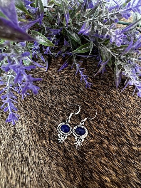 Lapis Roped Sterling Silver Earrings - Deadwood South Boutique & Company LLC