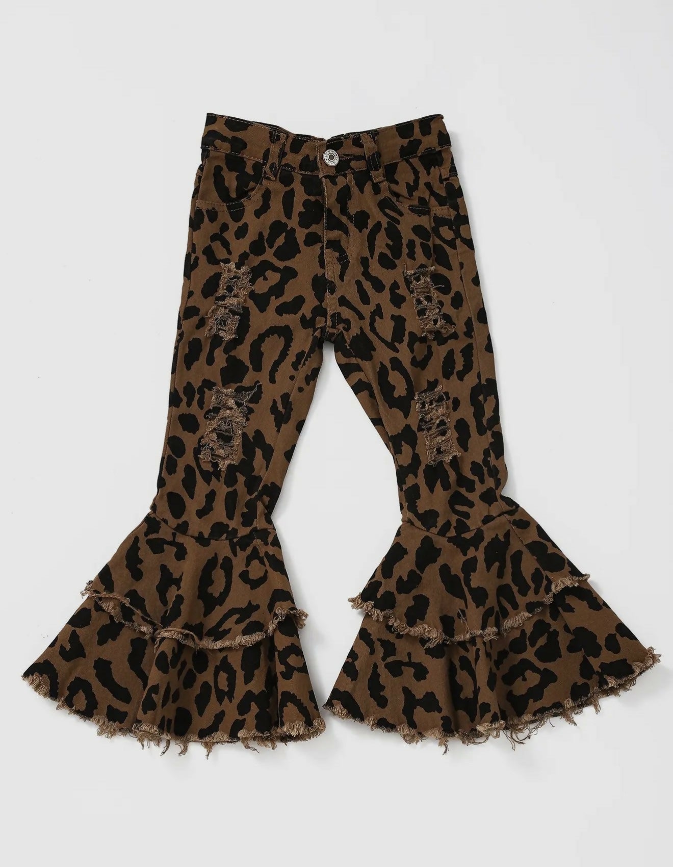Leopard Distressed Double Layered Girl Jeans - Deadwood South Boutique & Company LLC