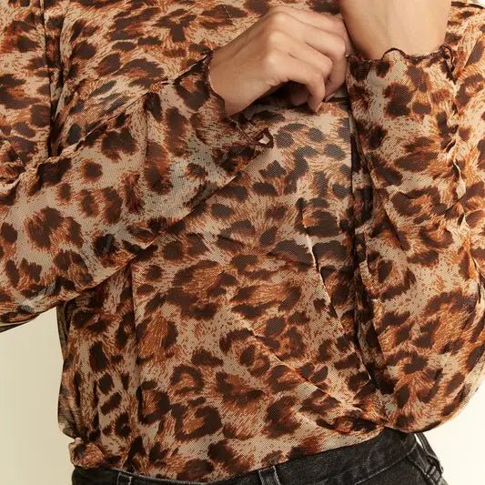 Leopard Mesh Longsleeve Top - Deadwood South Boutique & Company LLC