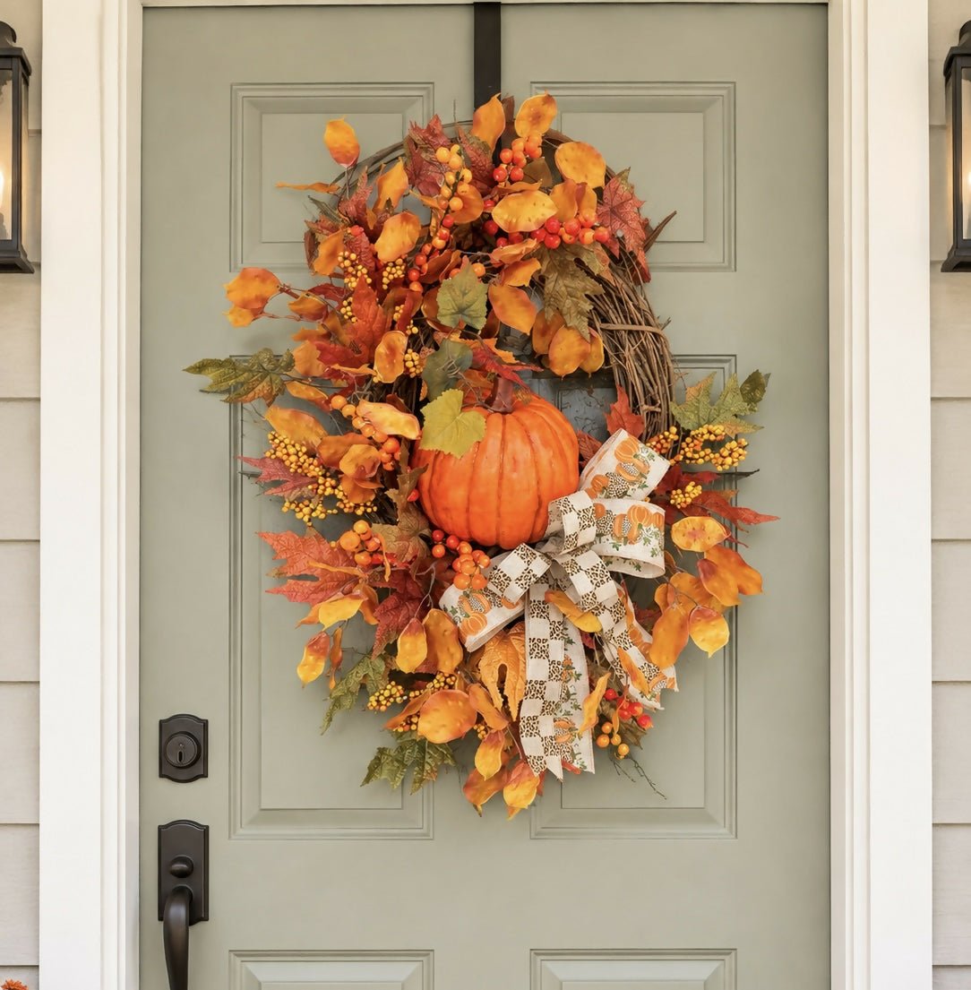 Leopard pumpkin wreath - Deadwood South Boutique & Company LLC