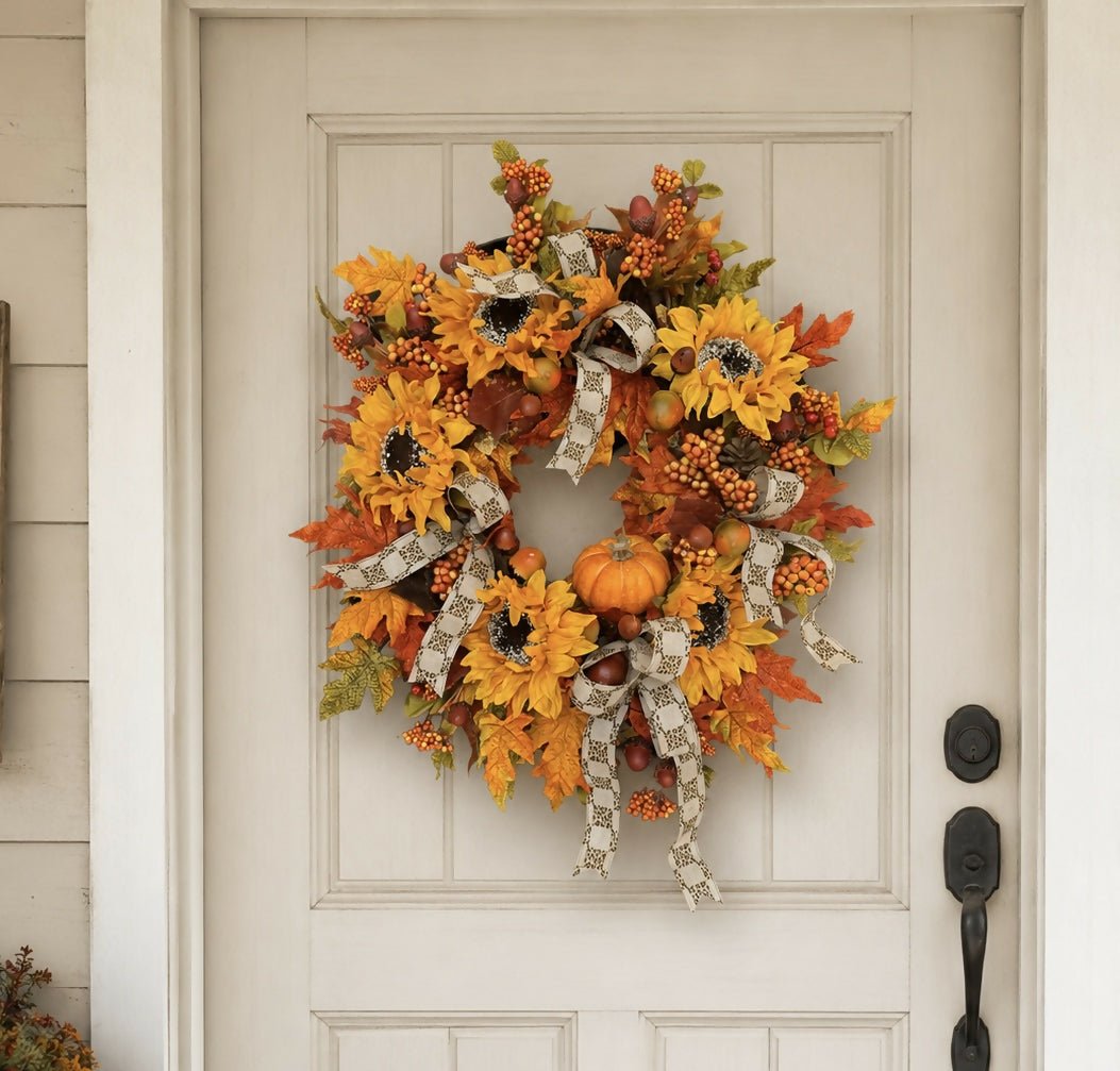 Leopard sunflower wreath - Deadwood South Boutique & Company LLC