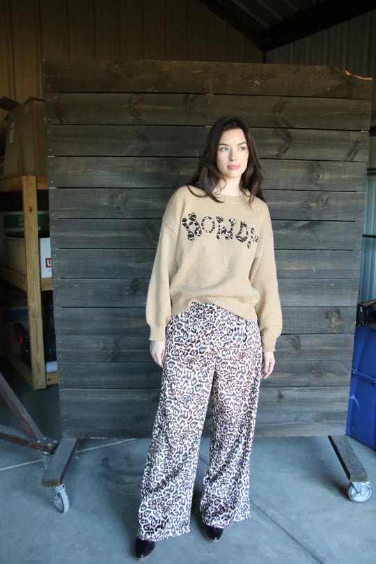 Leopard Velvet Wide Leg Trouser Pant - Deadwood South Boutique & Company LLC
