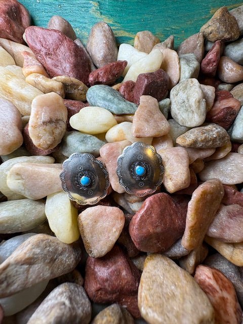 Lexi Sterling Silver & Turquoise Concho Earrings - Deadwood South Boutique & Company LLC