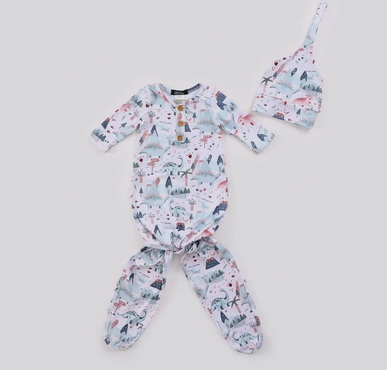 Lil Dino Knotted Gown w/cap - Deadwood South Boutique & Company LLC
