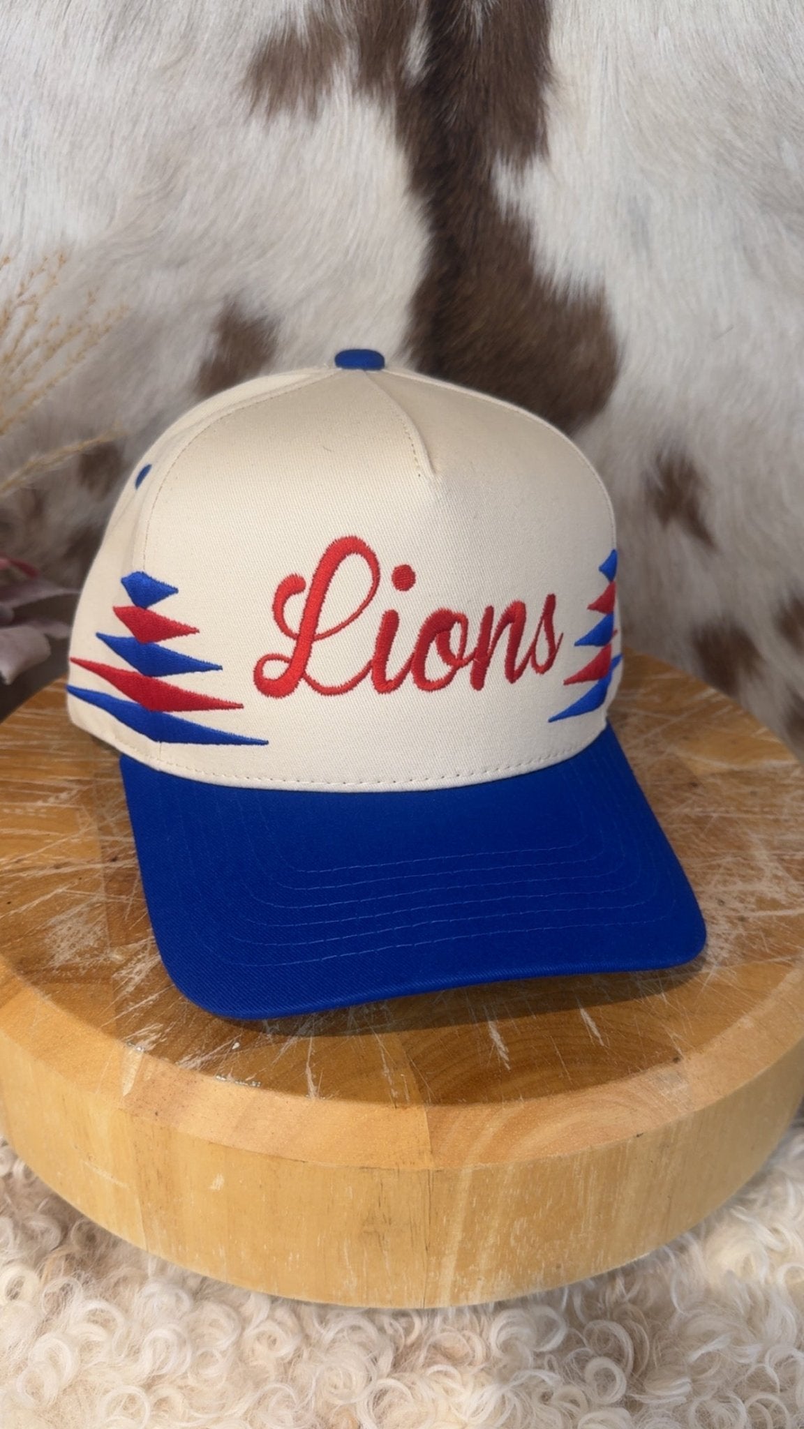 Lions Two Toned Diamond Cut Cap - Deadwood South Boutique & Company LLC