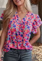 Lizzy Abstract V - Neck Top - Deadwood South Boutique & Company LLC