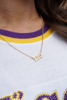 LSU Tigers Varsity Outline Necklace in Shiny Gold - Deadwood South Boutique & Company LLC