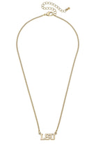 LSU Tigers Varsity Outline Necklace in Shiny Gold - Deadwood South Boutique & Company LLC
