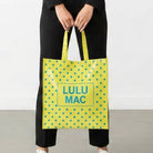 LuLu Mac REUSABLE TOTE -BUTTER BLUE DOT - Deadwood South Boutique & Company LLC
