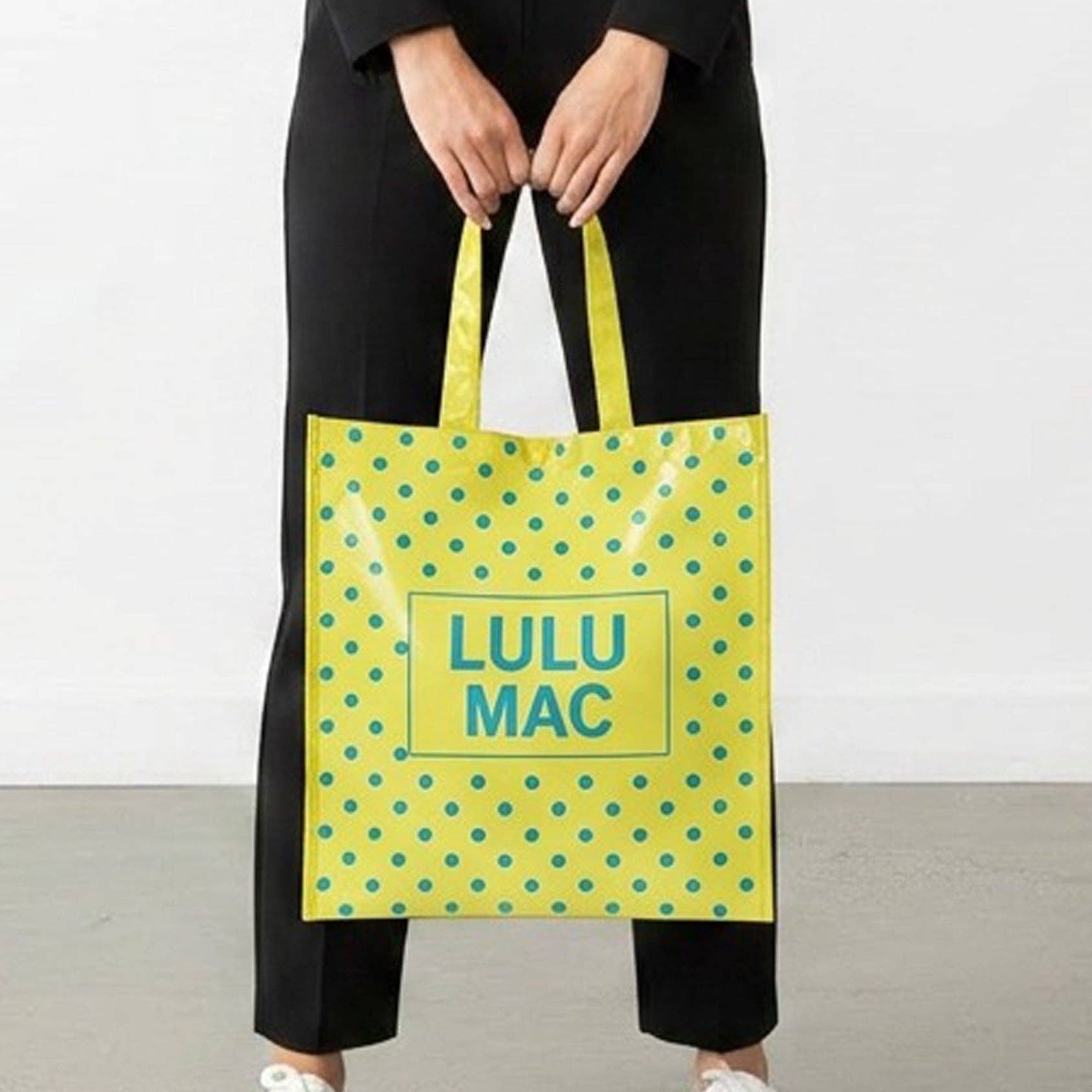 LuLu Mac REUSABLE TOTE -BUTTER BLUE DOT - Deadwood South Boutique & Company LLC