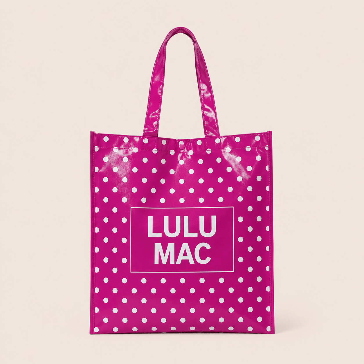 LuLu Mac REUSABLE TOTE -HOT PINK WHITE DOT - Deadwood South Boutique & Company LLC