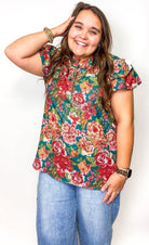 Maxine Floral Flutter Sleeve Top - Deadwood South Boutique & Company LLC