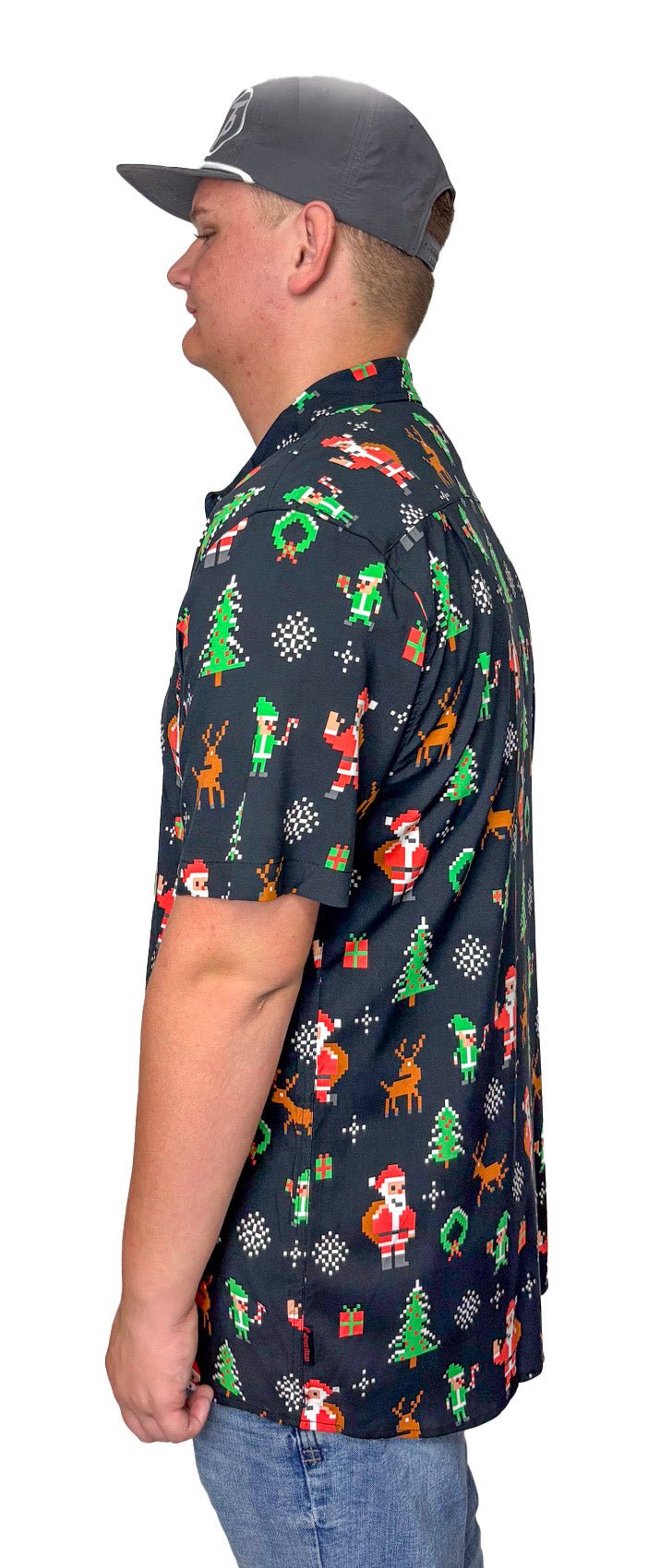 Men's 8 - Bit Santa Button Down Shirt - Deadwood South Boutique & Company LLC
