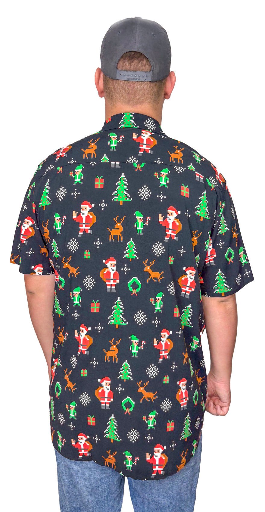 Men's 8 - Bit Santa Button Down Shirt - Deadwood South Boutique & Company LLC