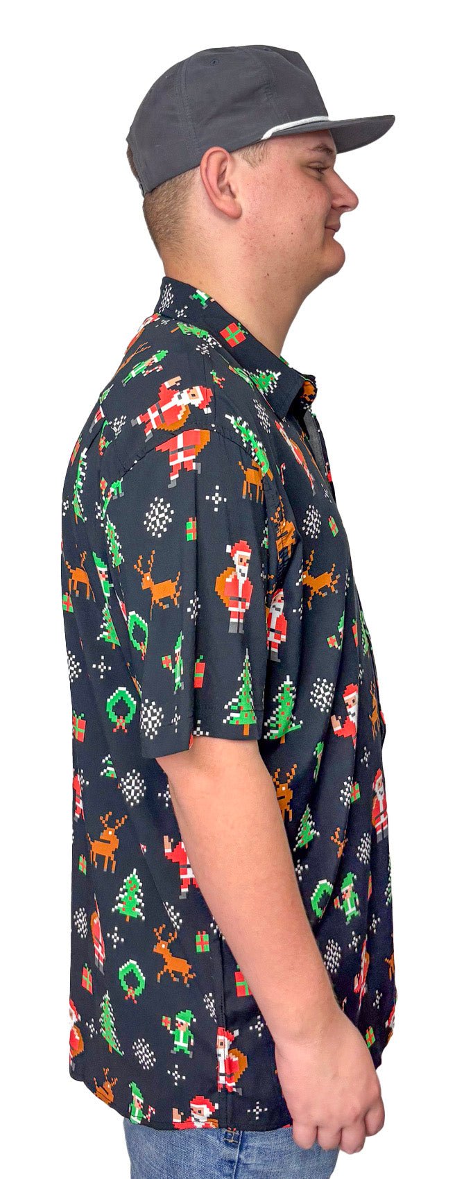 Men's 8 - Bit Santa Button Down Shirt - Deadwood South Boutique & Company LLC