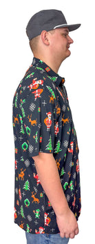 Men's 8 - Bit Santa Button Down Shirt - Deadwood South Boutique & Company LLC