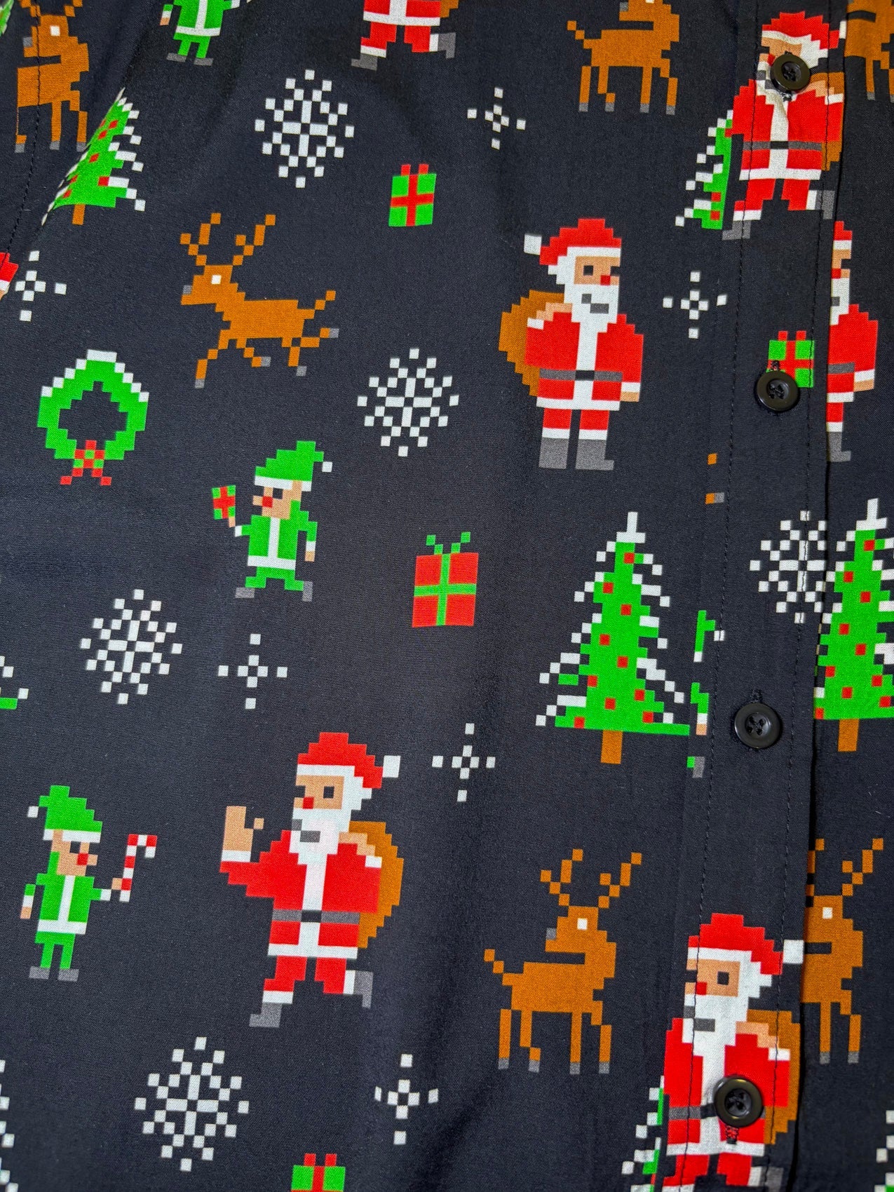 Men's 8 - Bit Santa Button Down Shirt - Deadwood South Boutique & Company LLC