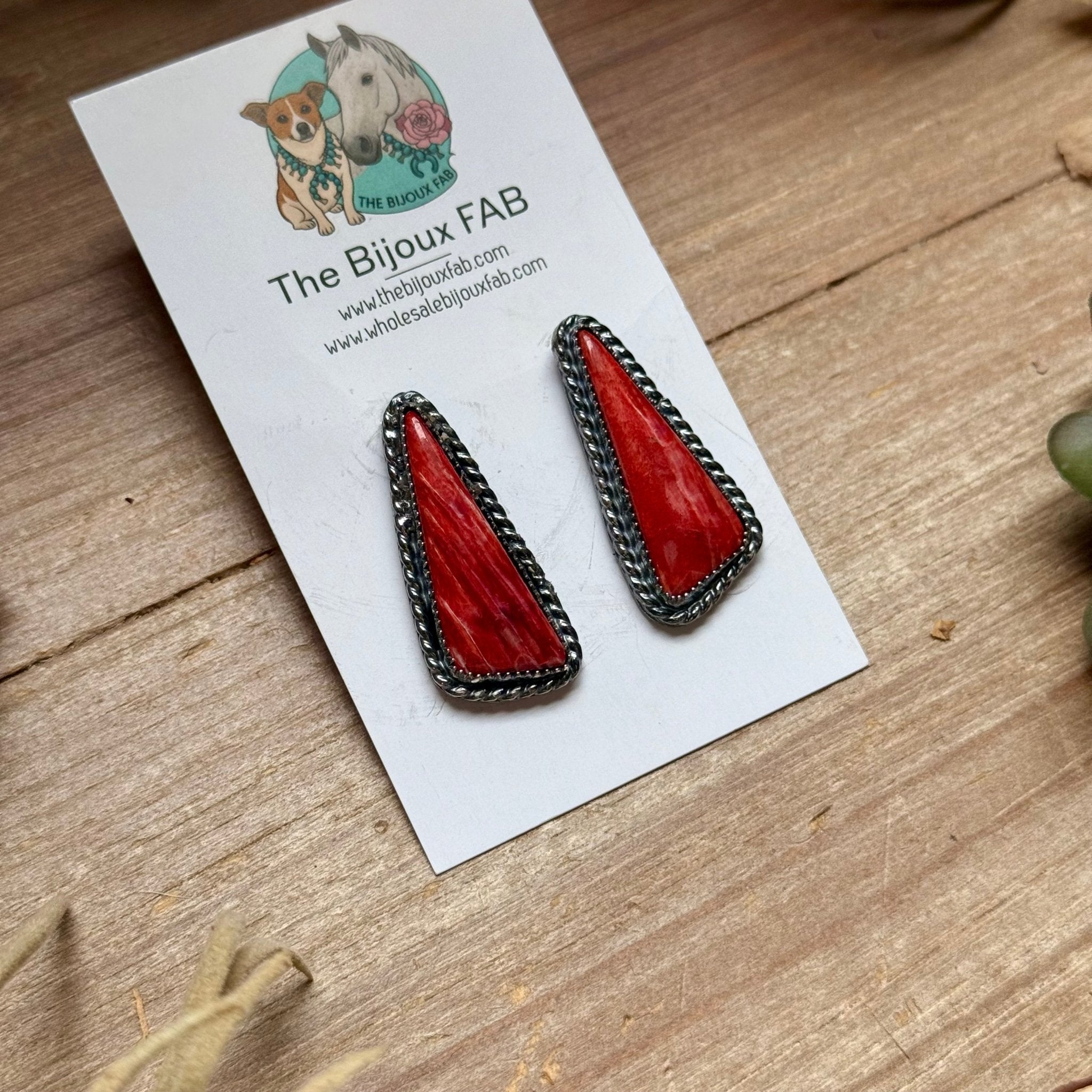 MJ Red Spiny Oyster Triangle Earrings - Deadwood South Boutique & Company LLC