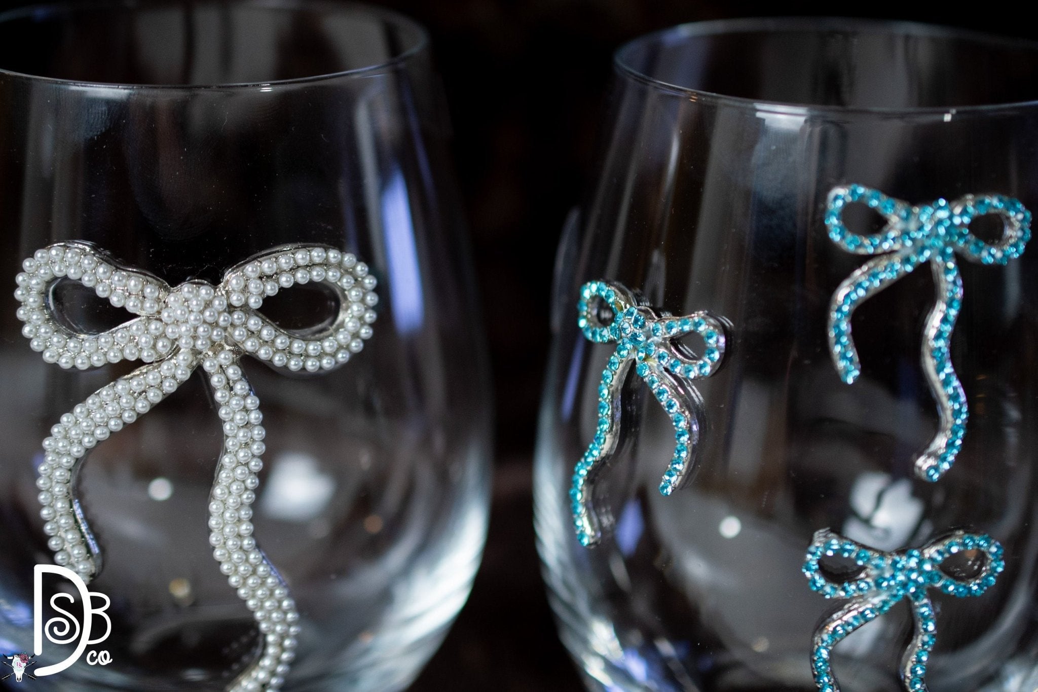 Mud Pie Beaded Bow Wine Glasses - Deadwood South Boutique & Company LLC