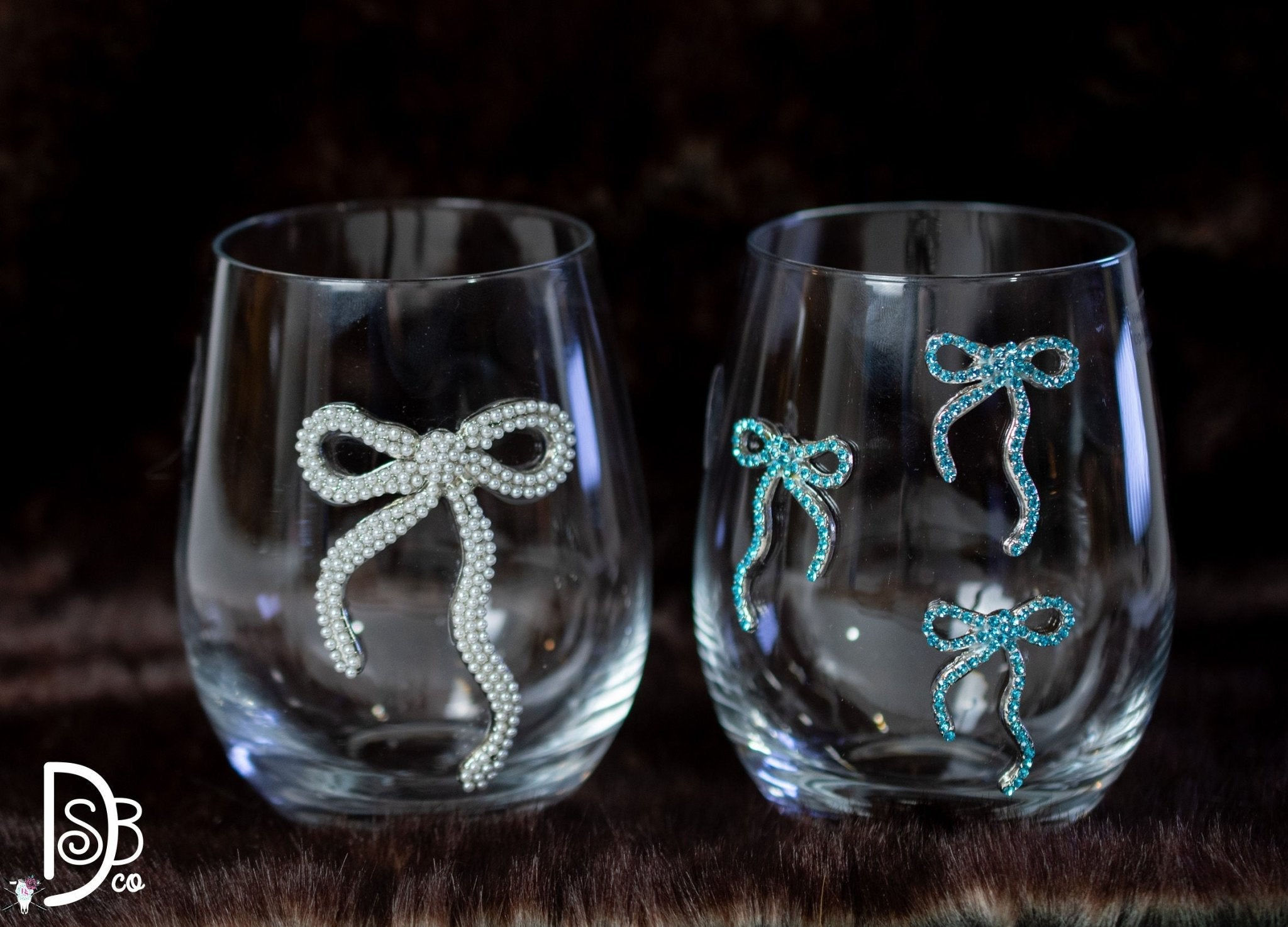 Mud Pie Beaded Bow Wine Glasses - Deadwood South Boutique & Company LLC