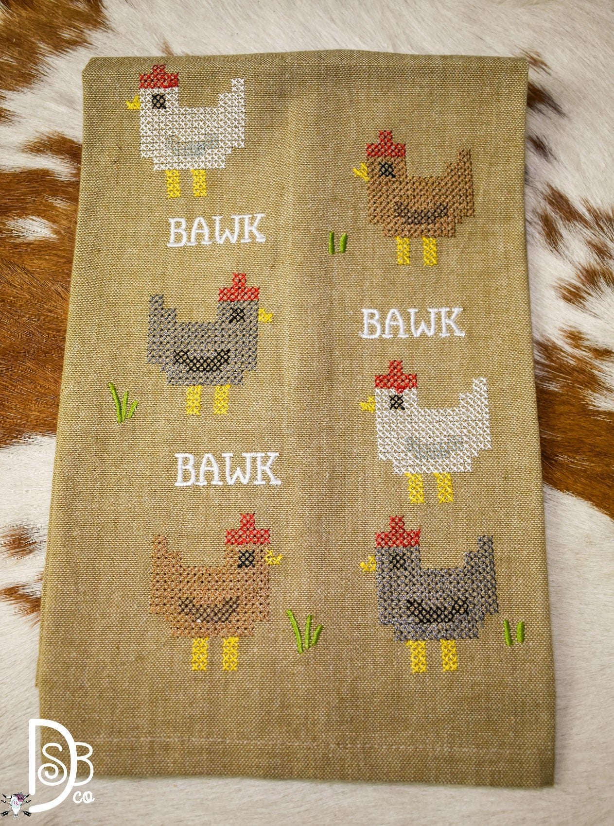 Mud Pie Chicken Needlepoint Towel - Deadwood South Boutique & Company LLC