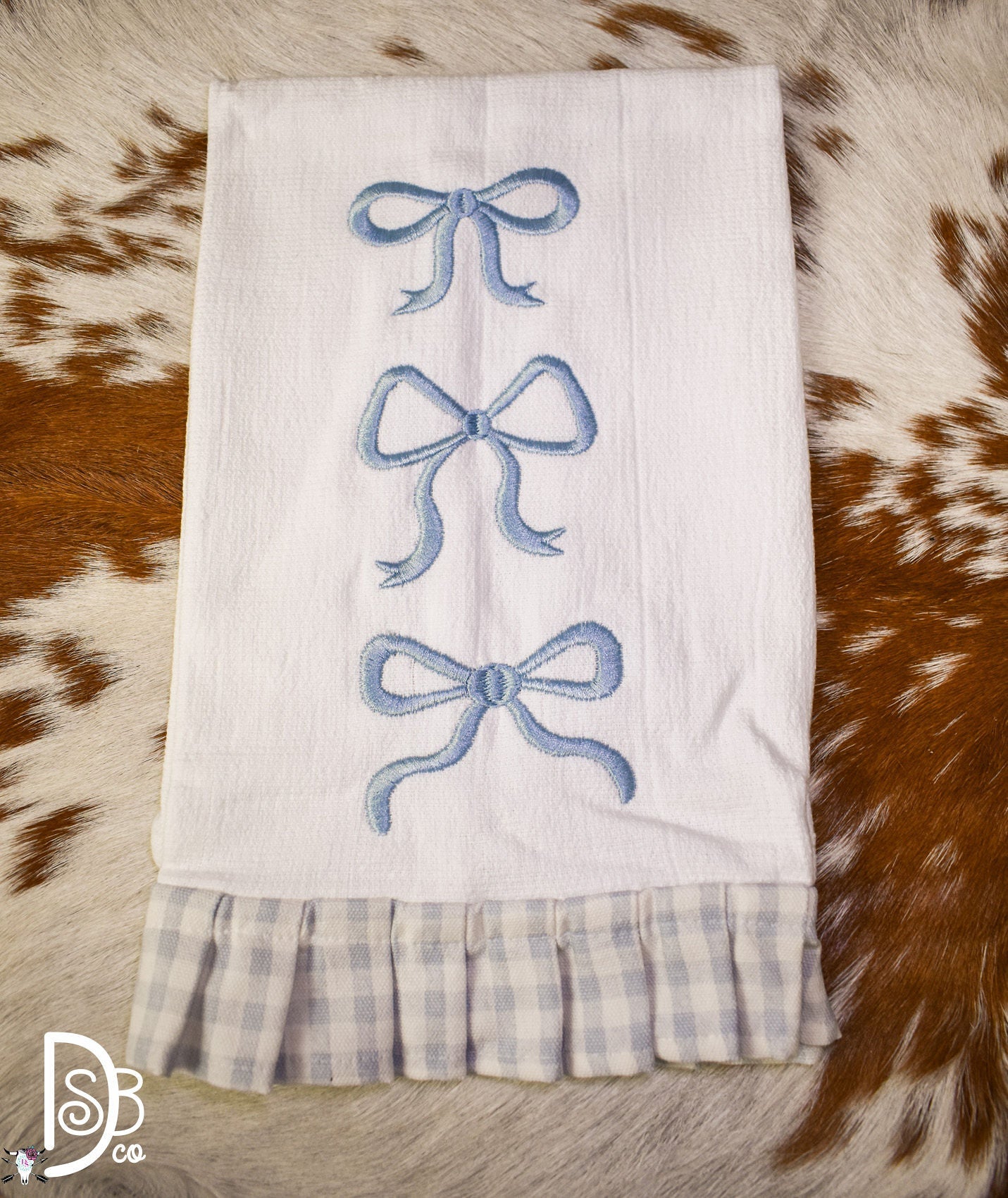 Mud Pie Pleated Edge Bow Towels - Deadwood South Boutique & Company LLC
