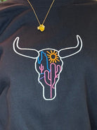 Neon Skull Embroidered Crewneck Sweatshirt - Deadwood South Boutique & Company LLC