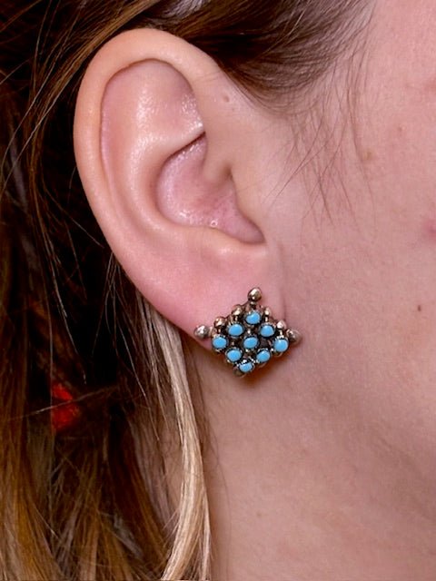 Niner Square Sterling & Turquoise Earrings - Deadwood South Boutique & Company LLC