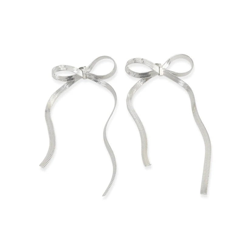 OMG Herringbone Bow Earrings - Deadwood South Boutique & Company LLC