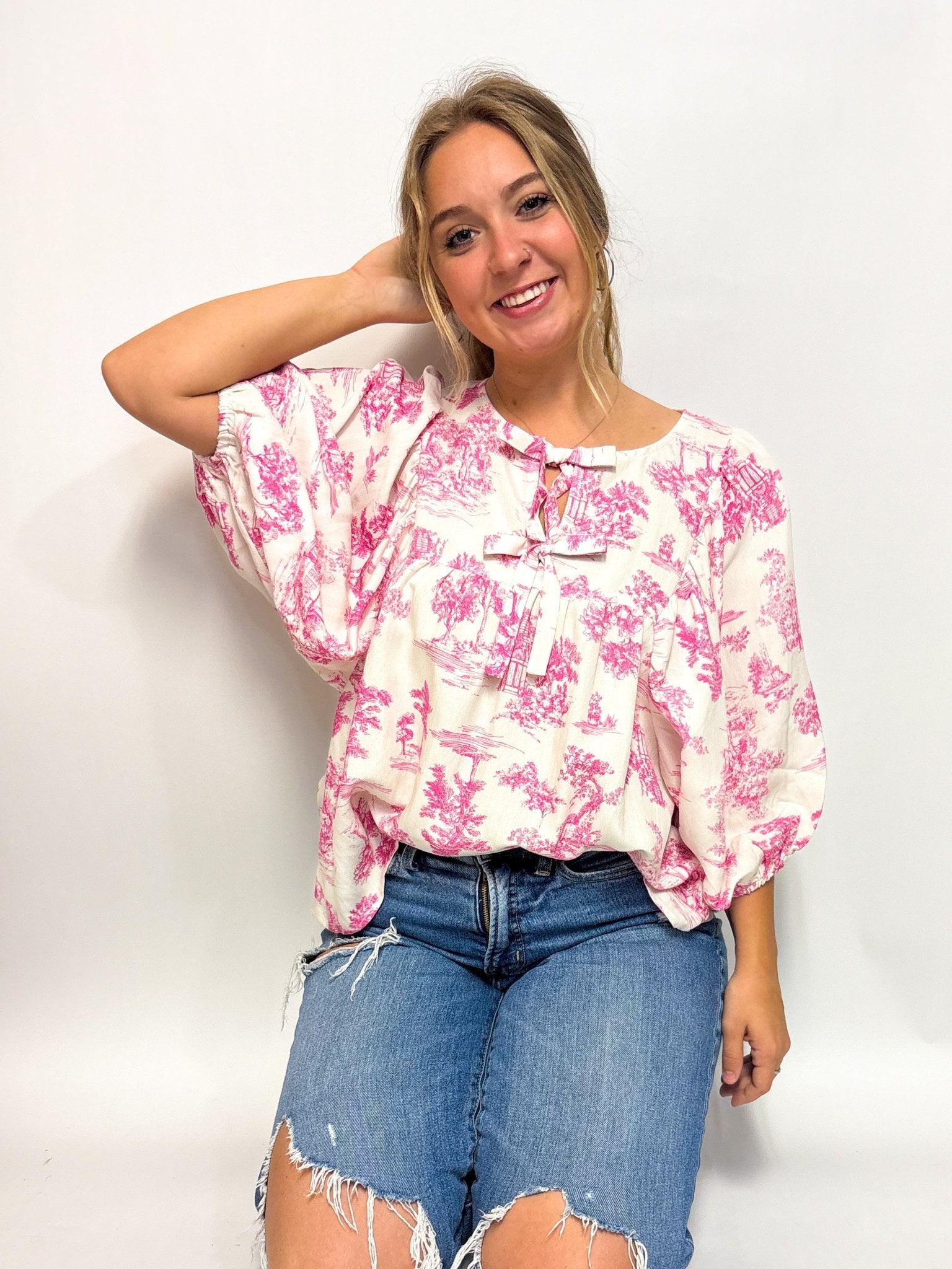 Paxton Pink Tie Front Top - Deadwood South Boutique & Company LLC
