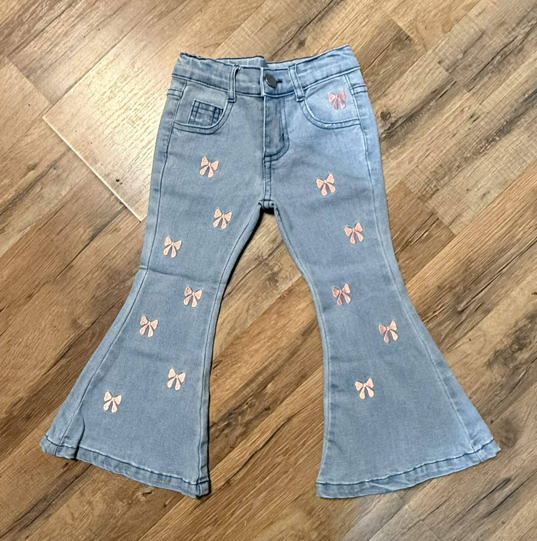 Pink Bows Denim Bells - Deadwood South Boutique & Company LLC