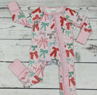 Pink Christmas Multi Color Bows Zip Sleeper - Deadwood South Boutique & Company LLC