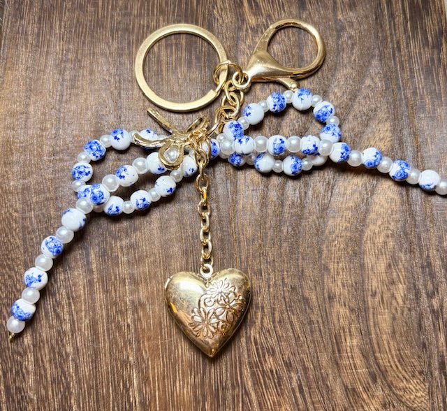 Porcelain Bead & Heart Charm Bag Accessory - Deadwood South Boutique & Company LLC