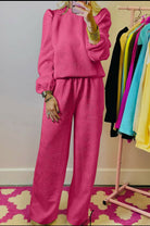 Pretty In Pink Textured Pants Set - Deadwood South Boutique & Company LLC