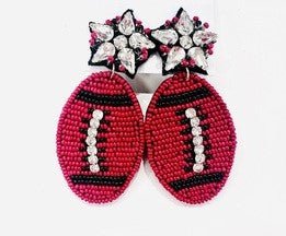 Red & Black Football Earrings - Deadwood South Boutique & Company LLC