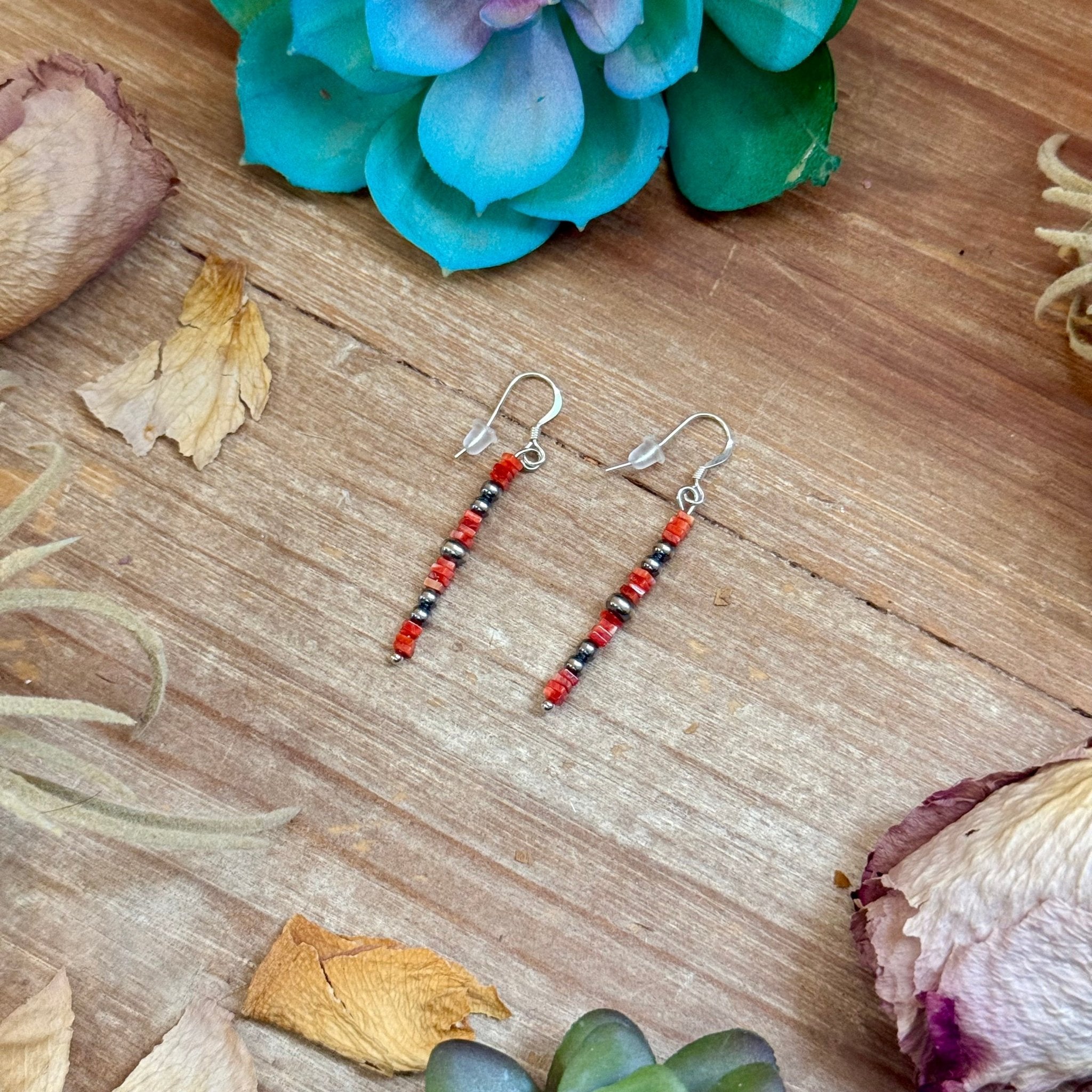 Red Spiny Oyster Cube Dangle Earrings - Deadwood South Boutique & Company LLC