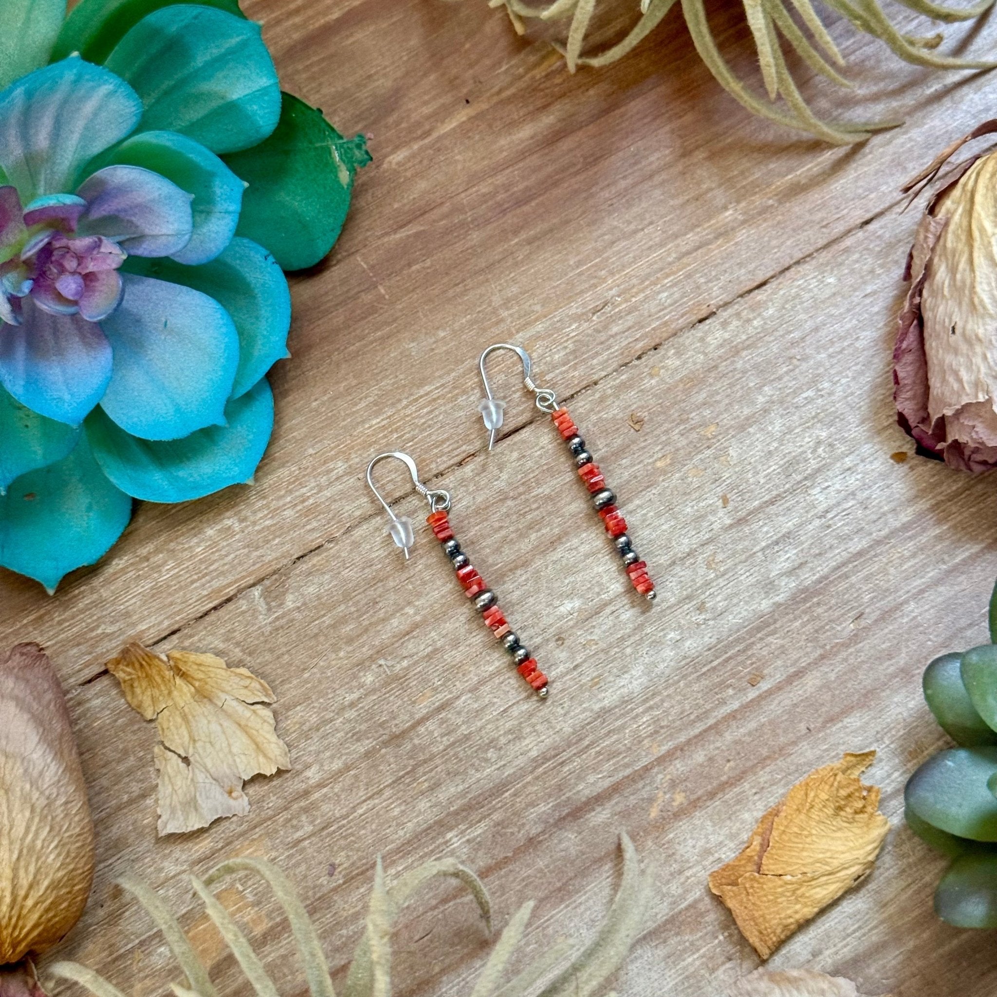 Red Spiny Oyster Cube Dangle Earrings - Deadwood South Boutique & Company LLC