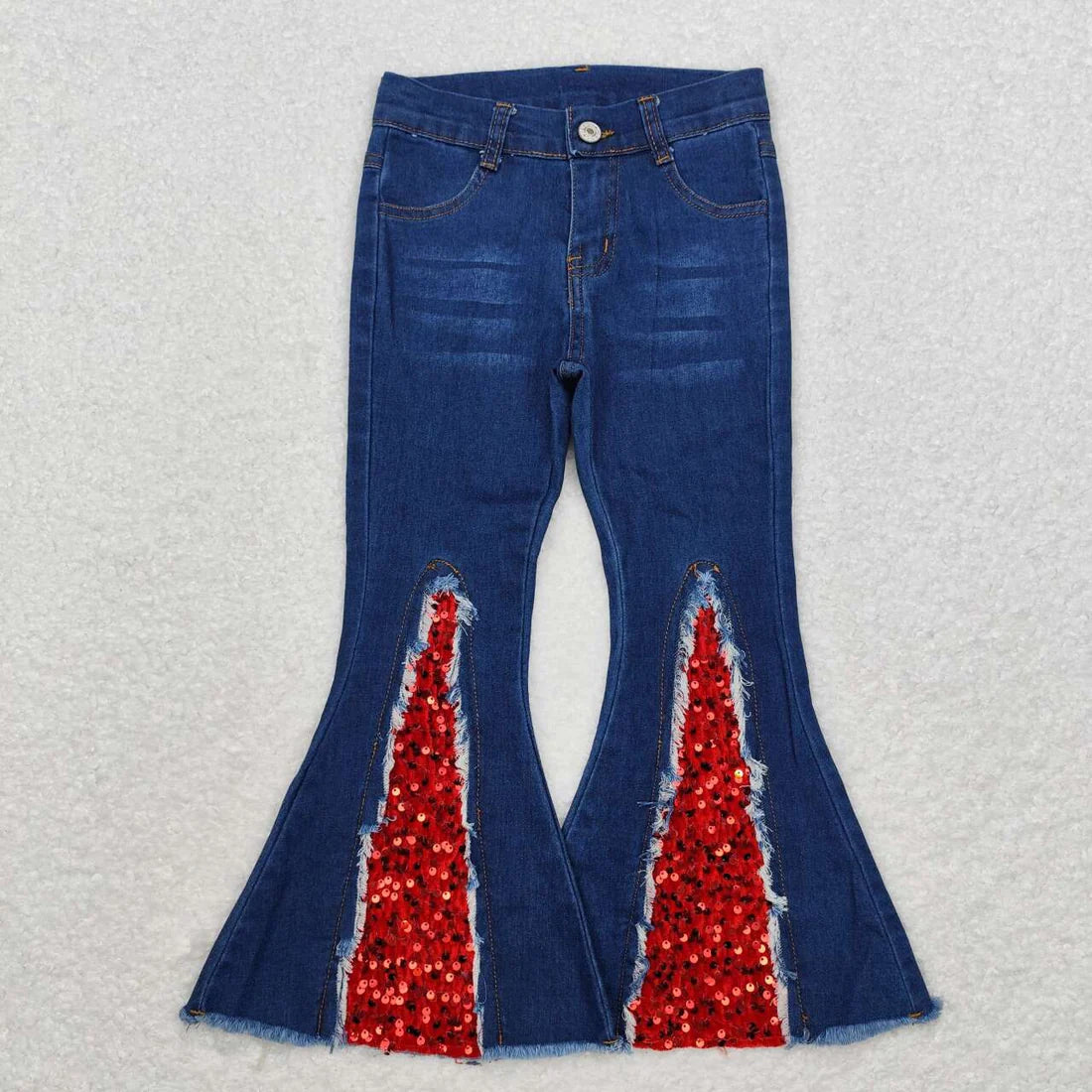 Red Sequin Accent Denim Girls Jeans-childrens-Deadwood South Boutique & Company LLC-Deadwood South Boutique, Women's Fashion Boutique in Henderson, TX