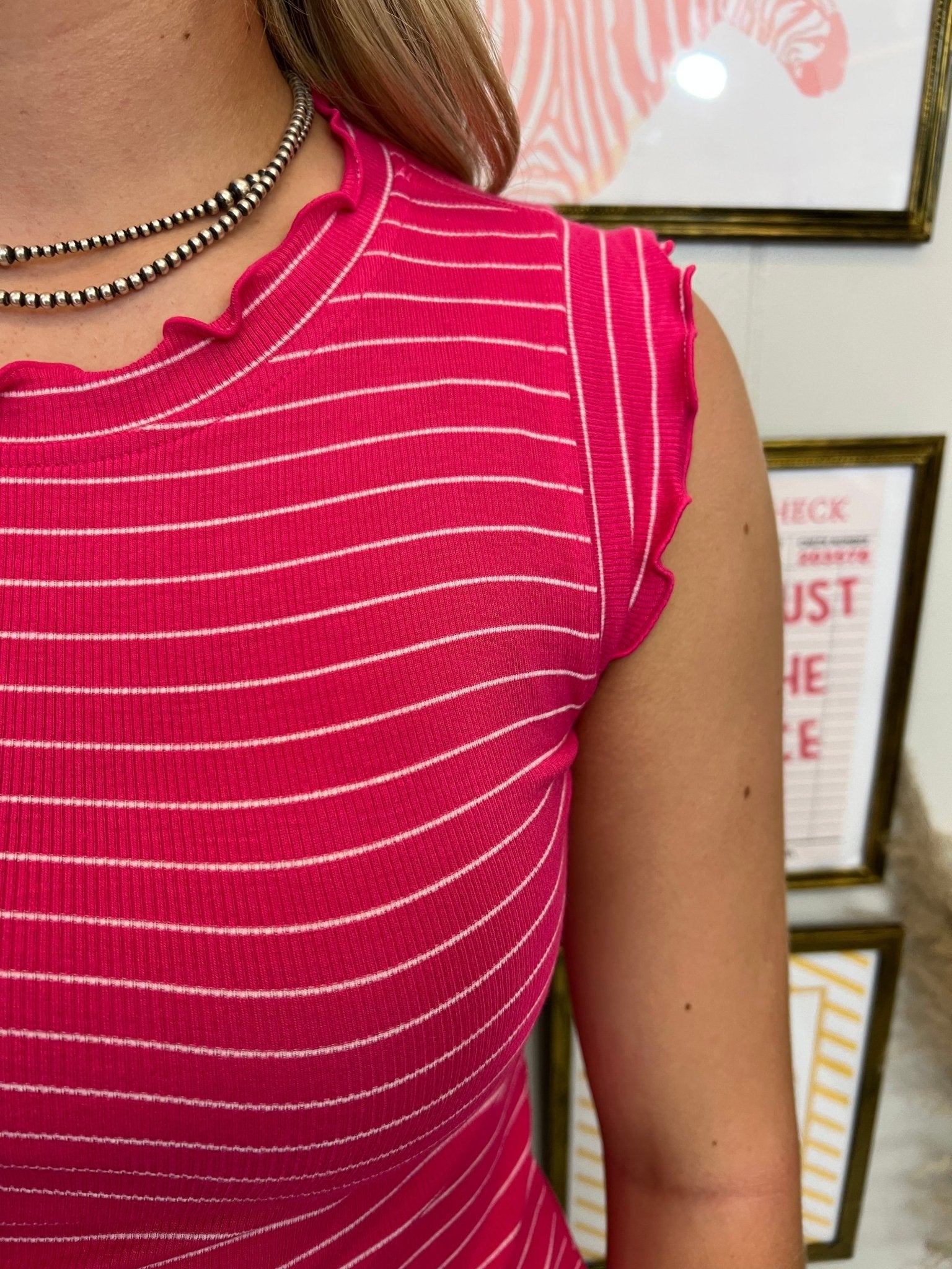 Ribbed Ruffle Sleeve Tank Top - Deadwood South Boutique & Company LLC