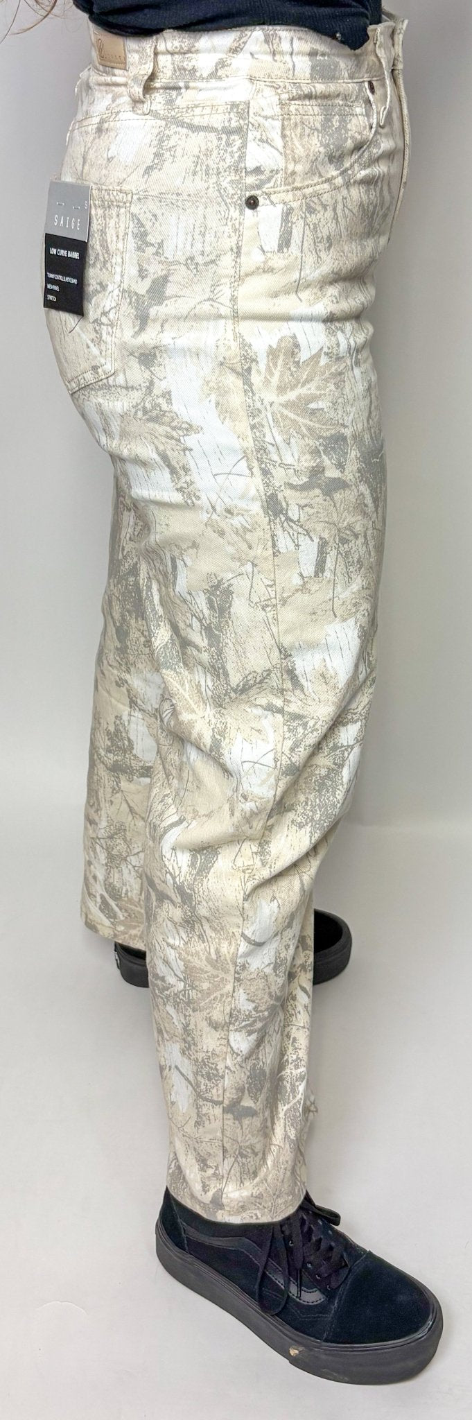 SAIGE High Rise Camo Barrel Jean - Deadwood South Boutique & Company LLC