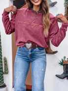Saved By Grace Letter Embroidery Mineral Wash Loose Sweatshirt - Deadwood South Boutique & Company LLC
