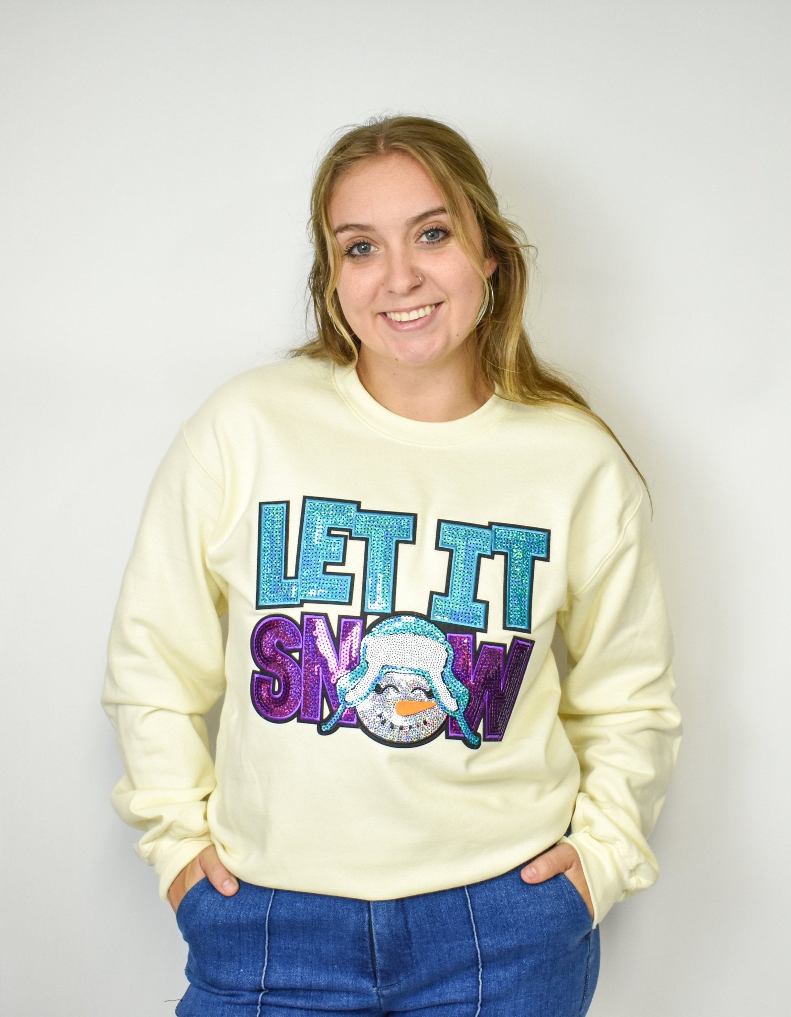 Sequin Let It Snow Sweatshirt - Deadwood South Boutique & Company LLC